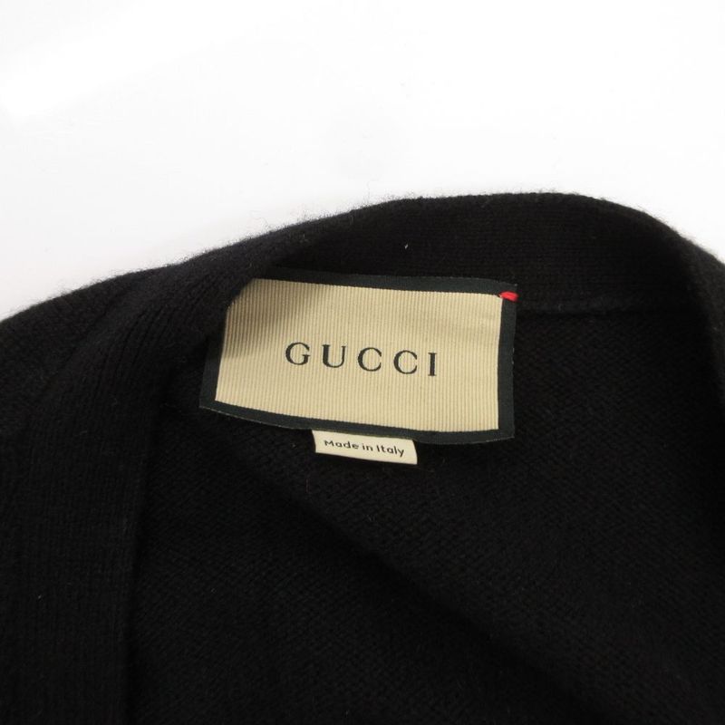 Gucci Cardigan Knit GG Logo Embroidery with Belt XS Black