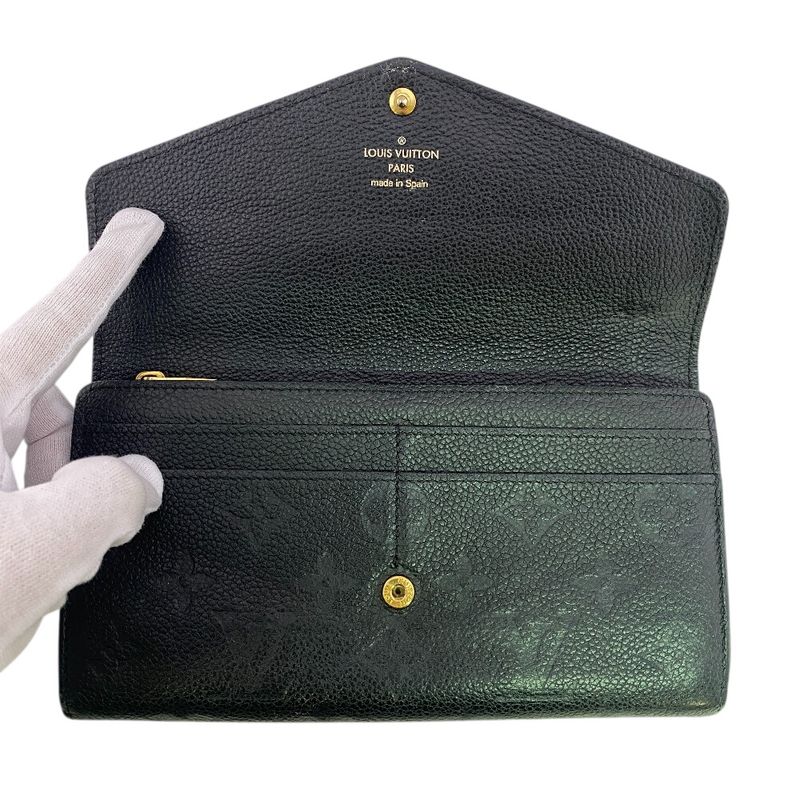Louis Vuitton Flap Portefeuille Sarah Monogram Empreinte Leather Wallet Black