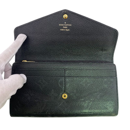 Louis Vuitton Flap Portefeuille Sarah Monogram Empreinte Leather Wallet Black
