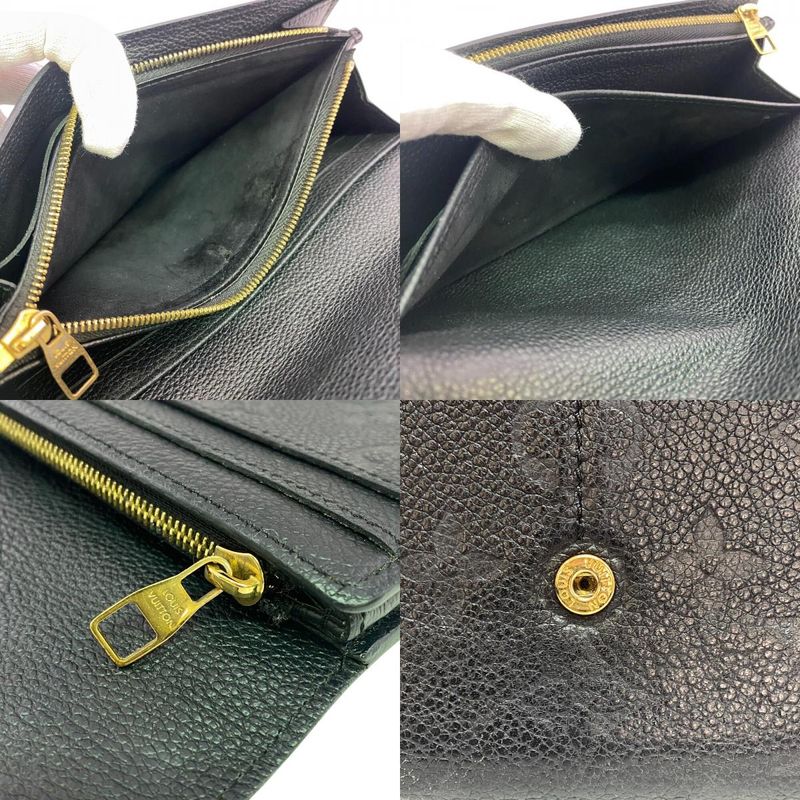 Louis Vuitton Flap Portefeuille Sarah Monogram Empreinte Leather Wallet Black