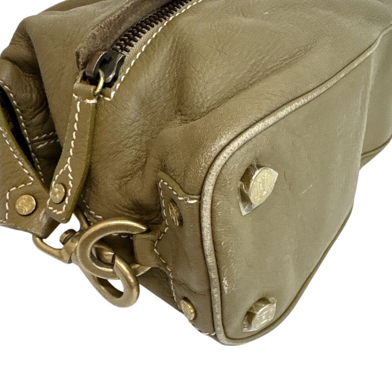 Celine Bow Sling Bag Triomphe Stitch Leather Khaki