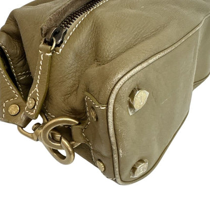 Celine Bow Sling Bag Triomphe Stitch Leather Khaki