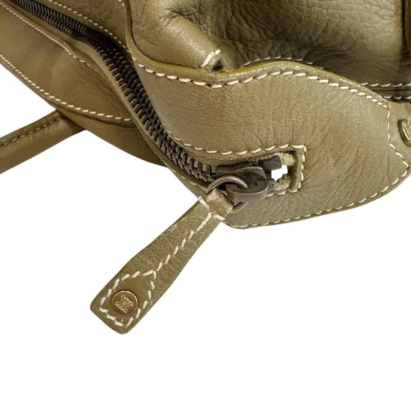 Celine Bow Sling Bag Triomphe Stitch Leather Khaki