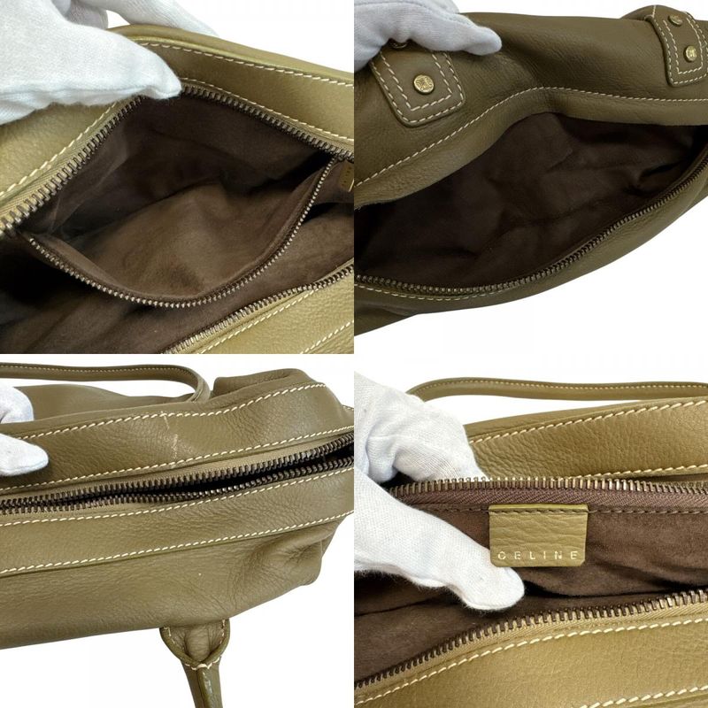 Celine Bow Sling Bag Triomphe Stitch Leather Khaki