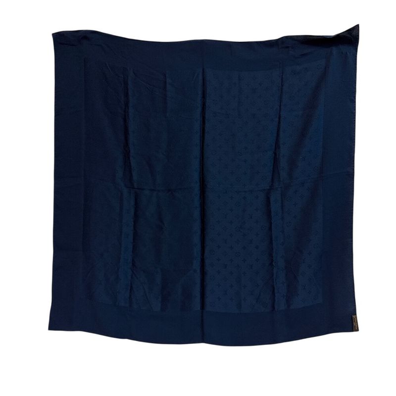 Louis Vuitton Monogram Silk Scarf Navy