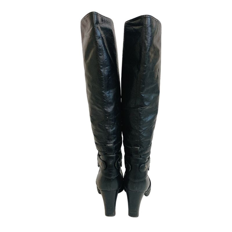 Chanel Long Boots CC Logo Bicolor Leather Black