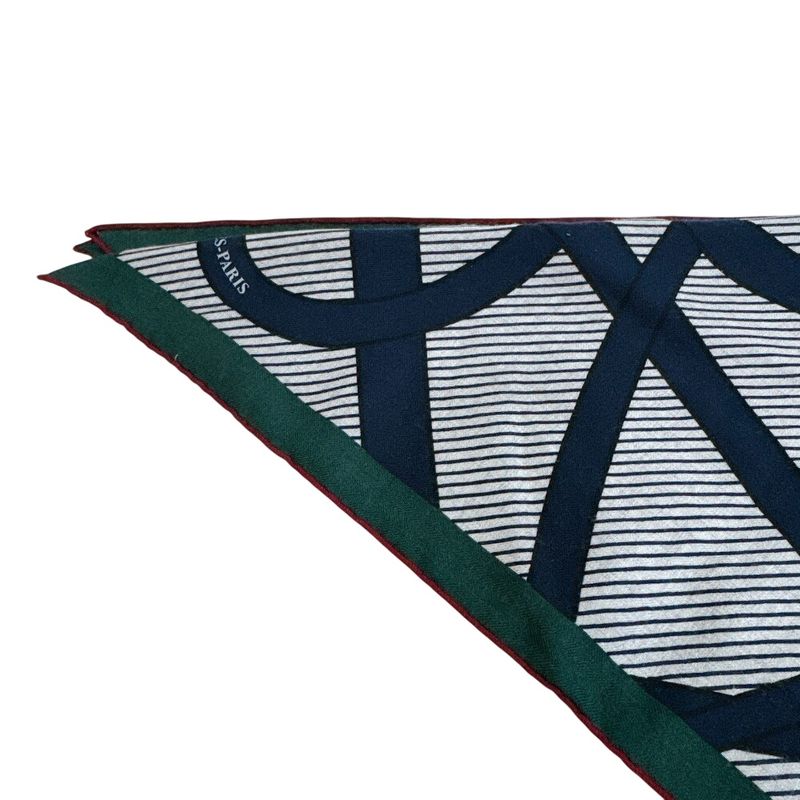 Hermes Triangle Jean Chemises Cashmere Scarf Navy