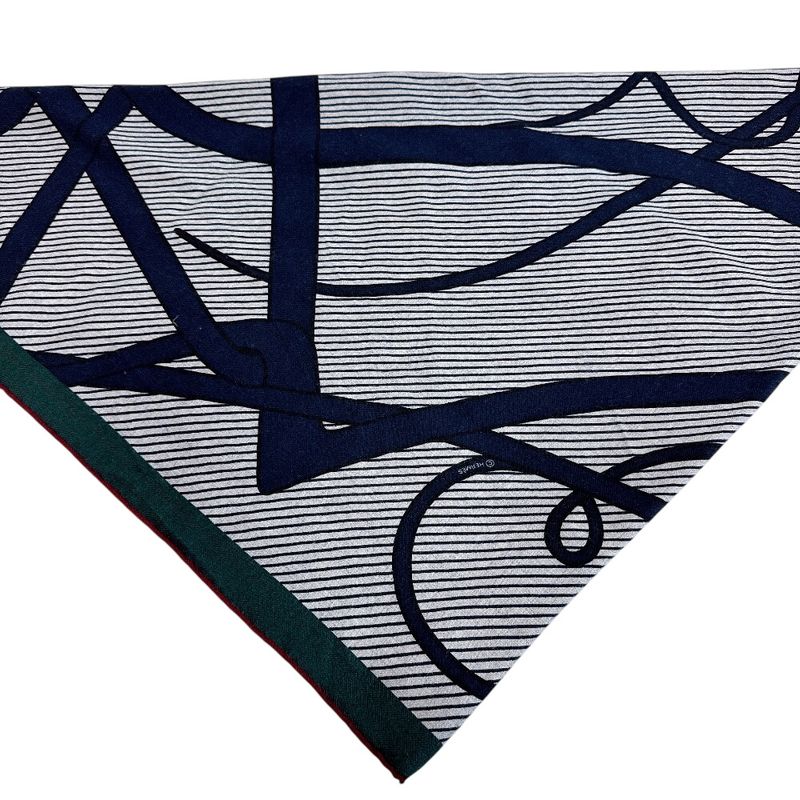 Hermes Triangle Jean Chemises Cashmere Scarf Navy
