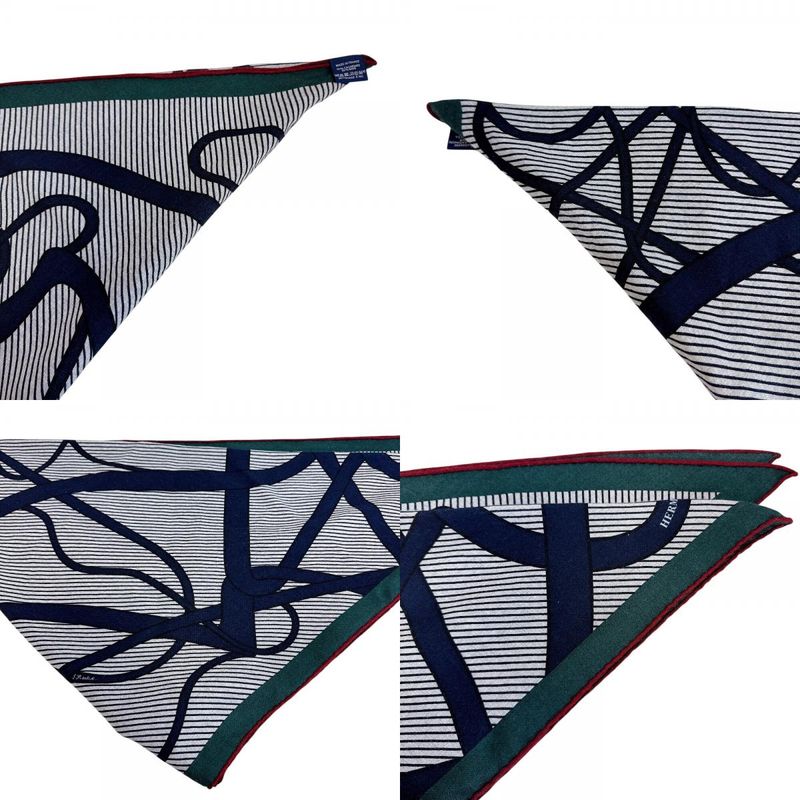 Hermes Triangle Jean Chemises Cashmere Scarf Navy