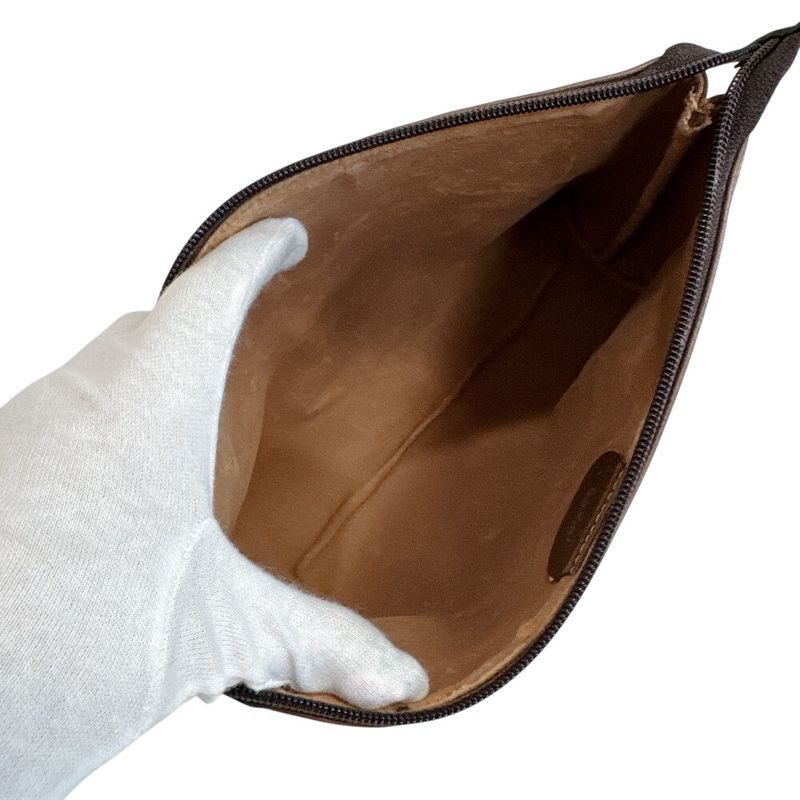 Gucci Pouch Clutch Vintage GG Pattern Second Brown