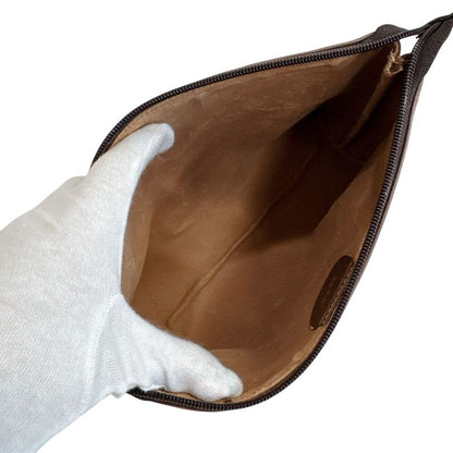 Gucci Pouch Clutch Vintage GG Pattern Second Brown
