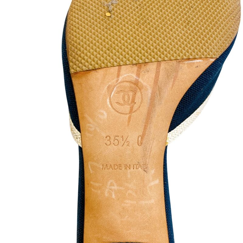 Chanel Camellia CC Logo Canvas Mule Black