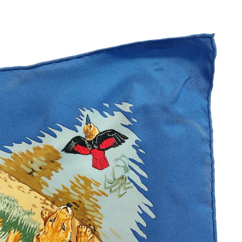 Hermes Carre 90 African Animal Print Silk Scarf Blue