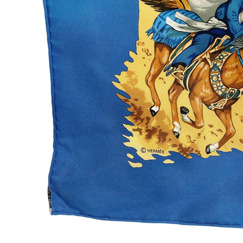 Hermes Carre 90 African Animal Print Silk Scarf Blue