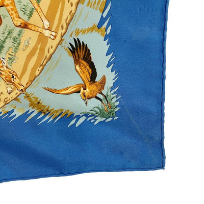 Hermes Carre 90 African Animal Print Silk Scarf Blue