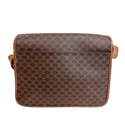 Celine Macadam Leather Shoulder Bag Brown