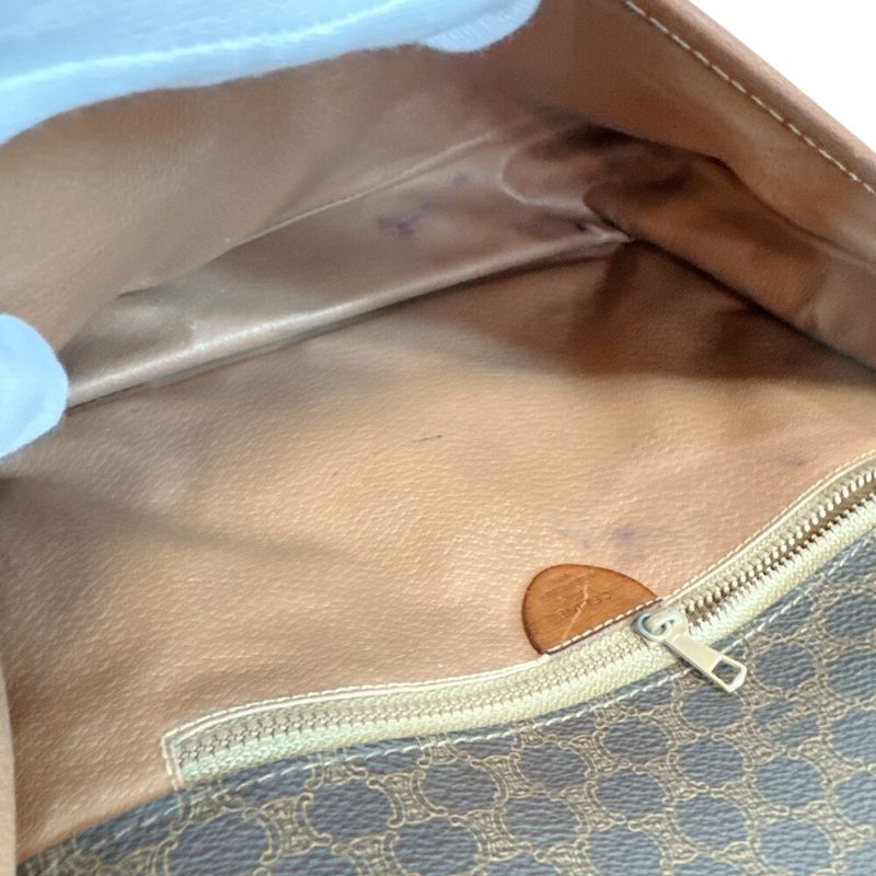Celine Macadam Leather Shoulder Bag Brown