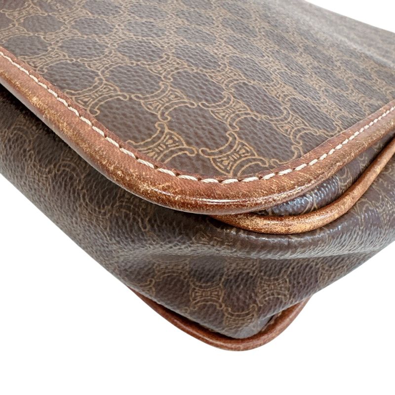 Celine Macadam Leather Shoulder Bag Brown