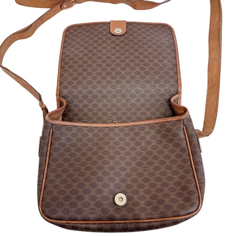 Celine Macadam Leather Shoulder Bag Brown