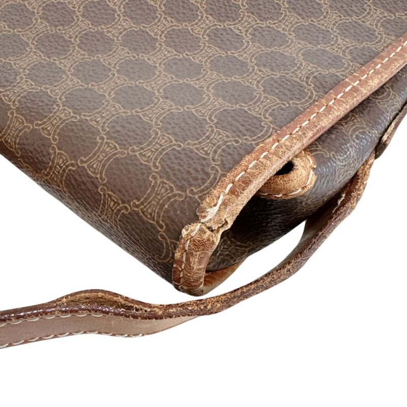 Celine Macadam Leather Shoulder Bag Brown