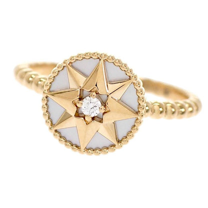 Dior Rose Des Vins Ring 18k Yellow Gold Mother Of Pearl Diamond 53