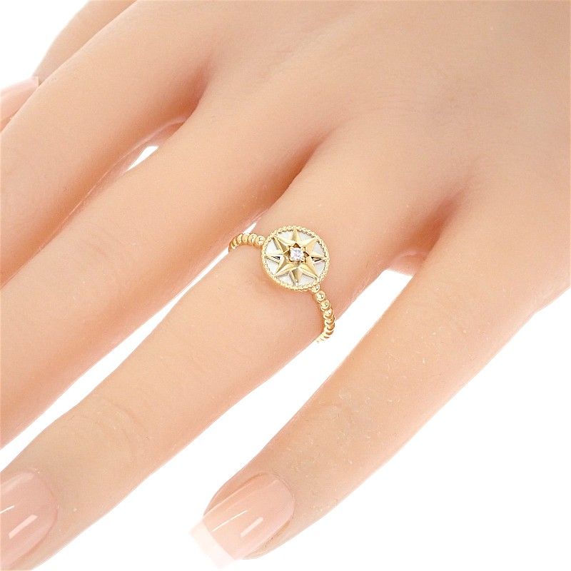 Dior Rose Des Vins Ring 18k Yellow Gold Mother Of Pearl Diamond 53