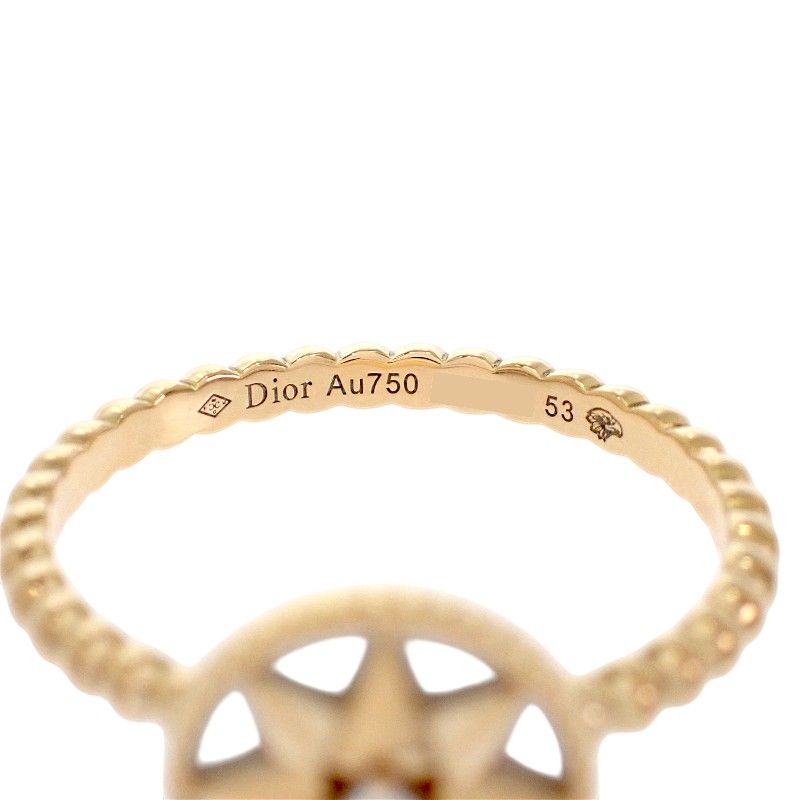 Dior Rose Des Vins Ring 18k Yellow Gold Mother Of Pearl Diamond 53