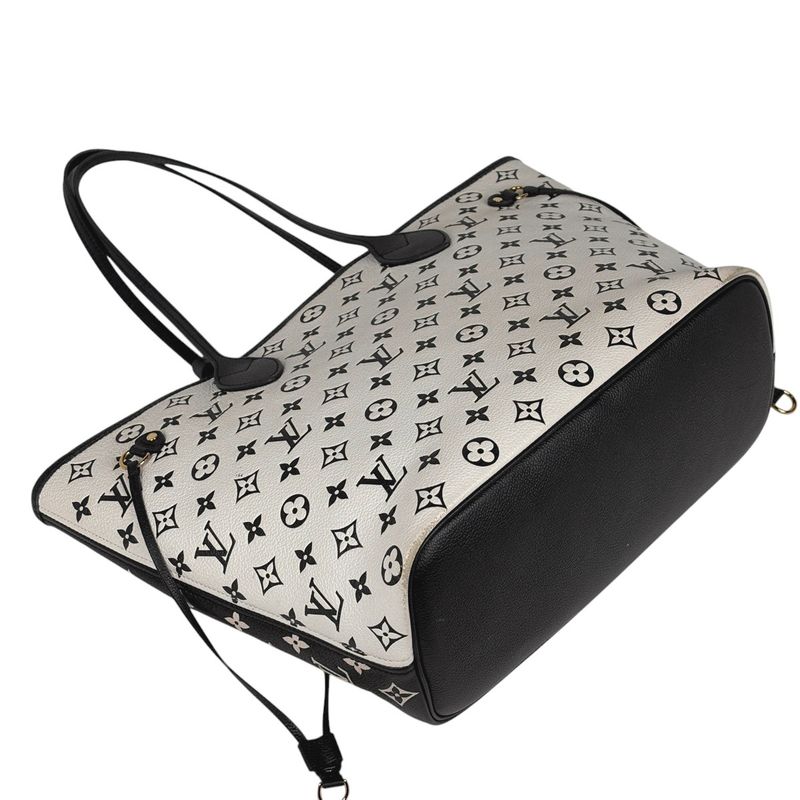 Louis Vuitton Neverfull MM Shoulder Bag Tote Monogram Empreinte Noir Black White