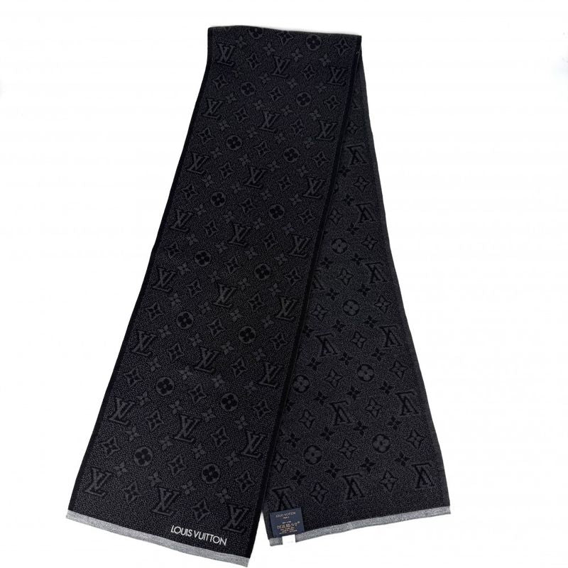 Louis Vuitton Scarf My Monogram Eclipse Shawl Wool Black Autumn Winter