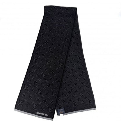 Louis Vuitton Scarf My Monogram Eclipse Shawl Wool Black Autumn Winter