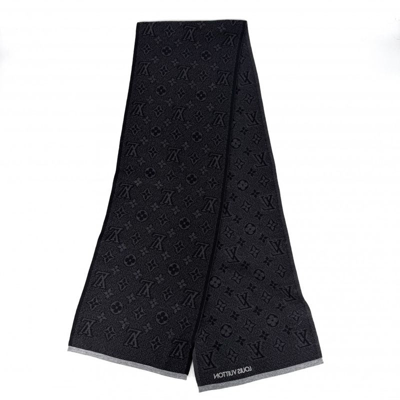 Louis Vuitton Scarf My Monogram Eclipse Shawl Wool Black Autumn Winter