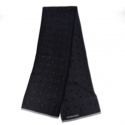 Louis Vuitton Scarf My Monogram Eclipse Shawl Wool Black Autumn Winter