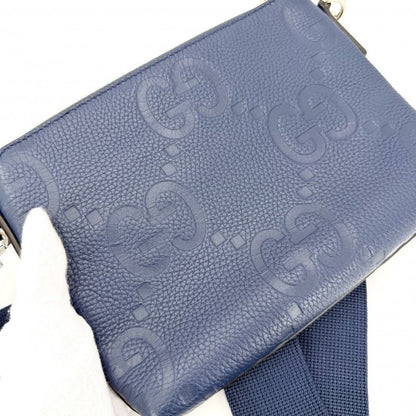 Gucci Shoulder Bag Jumbo GG Small 2-Way Second Crossbody Clutch Leather Blue
