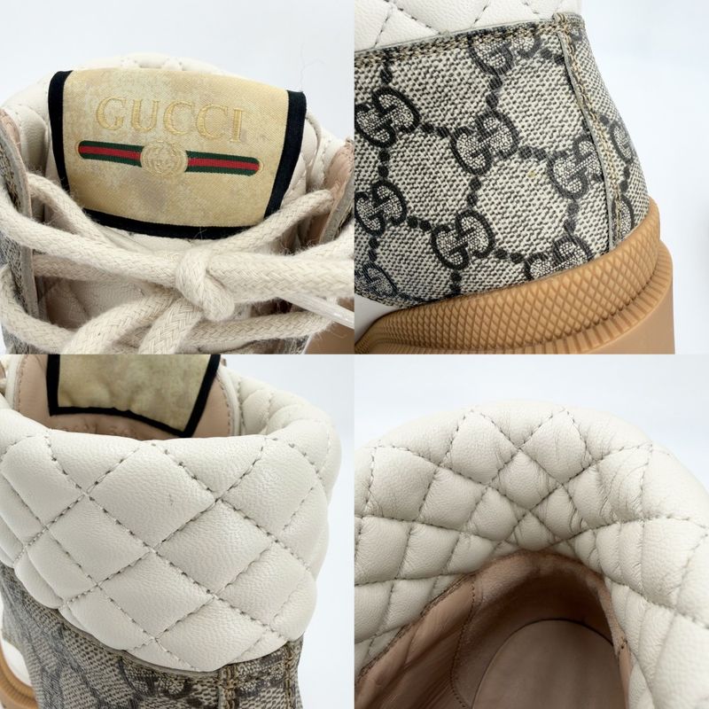 Gucci Boots Ankle Short Thick Sole Quilted 36.5 Shoes GG Supreme Canvas Rubber