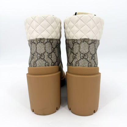Gucci Boots Ankle Short Thick Sole Quilted 36.5 Shoes GG Supreme Canvas Rubber