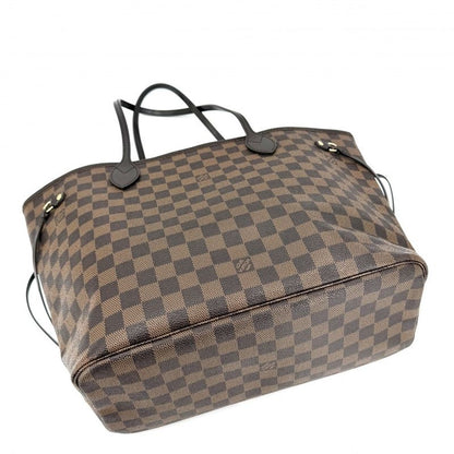 Louis Vuitton Tote Neverfull MM Handbag Shoulder Damier Canvas Brown Gold