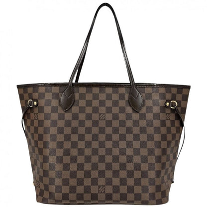 Louis Vuitton Tote Neverfull MM Handbag Shoulder Damier Canvas Brown Gold