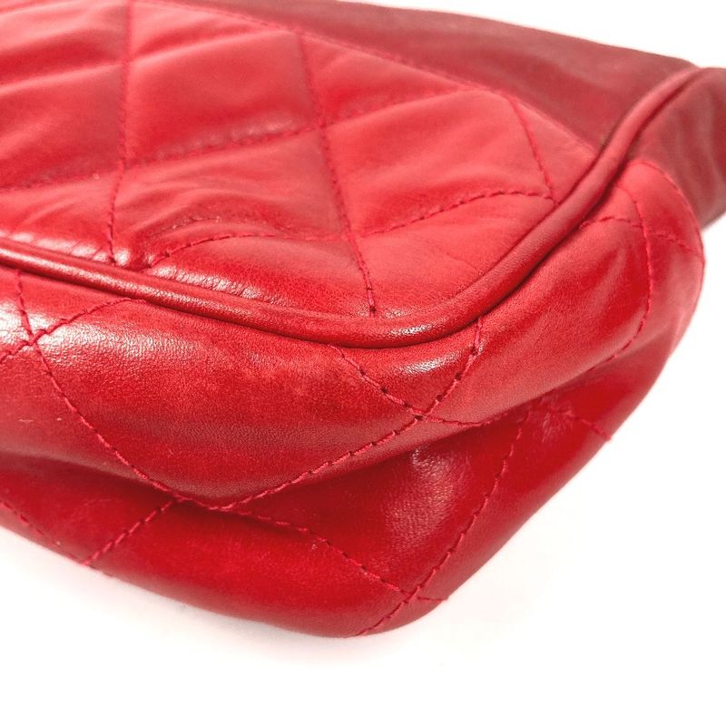 Chanel Shoulder Bag CC Logo Quilted Leather Red
