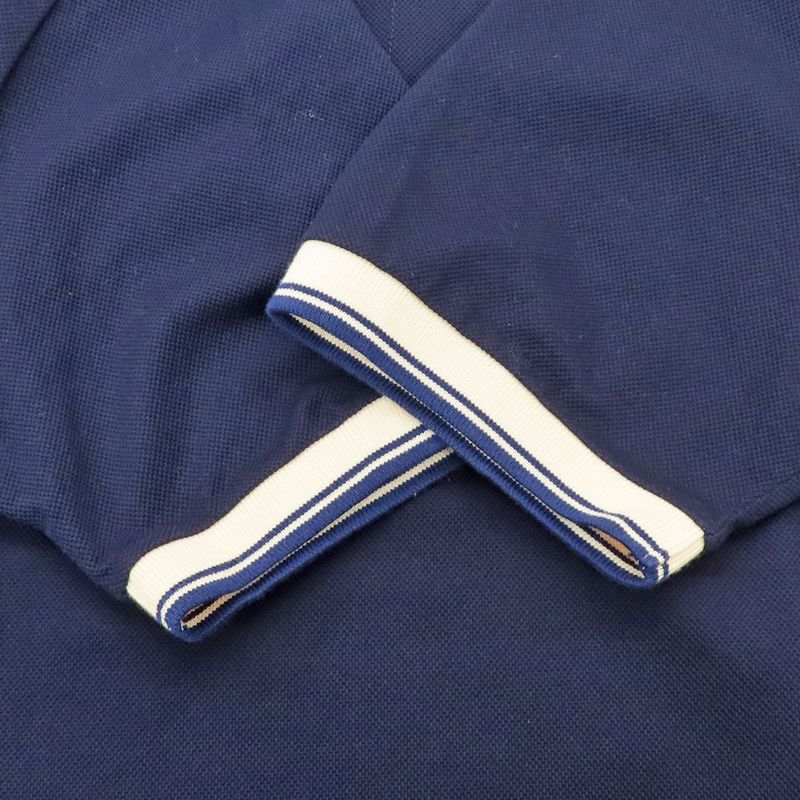 Gucci Short Sleeve Polo Shirt Navy Beige GG Patch