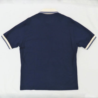 Gucci Short Sleeve Polo Shirt Navy Beige GG Patch