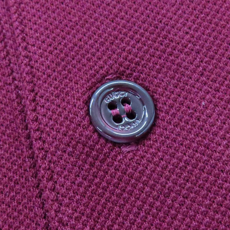 Gucci Short Sleeve Polo Shirt Shoulder Logo Print S Gold Rosso Ancora