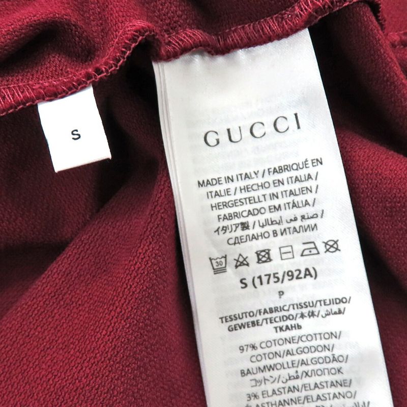 Gucci Short Sleeve Polo Shirt Shoulder Logo Print S Gold Rosso Ancora