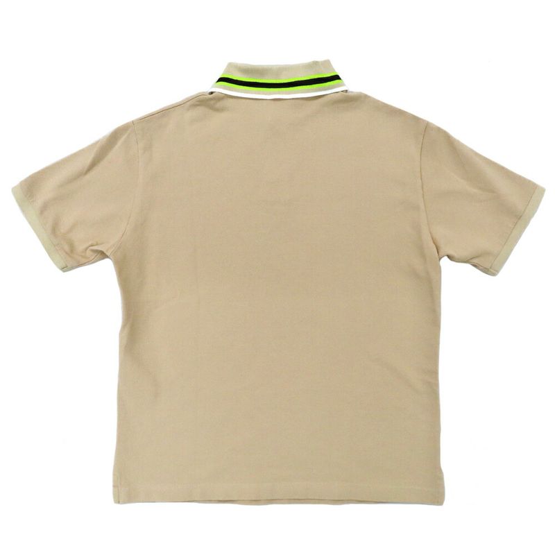 Gucci Short Sleeve Polo Shirt White Logo Embroidery XS Beige Fluorescent