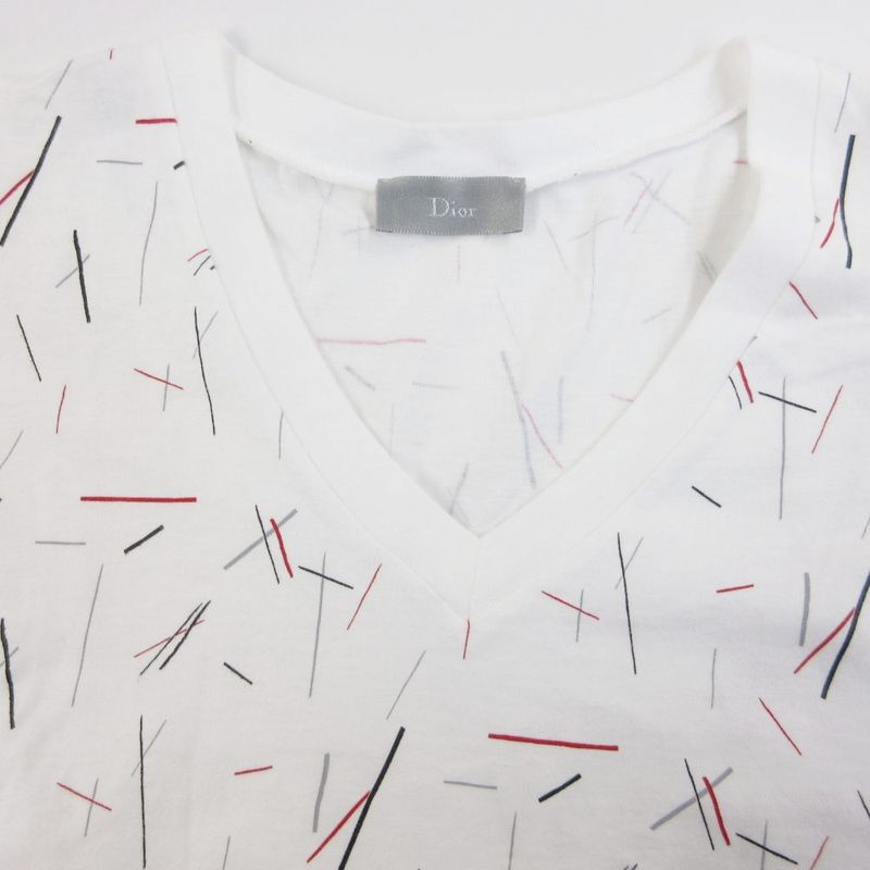Dior Homme T-Shirt Allover Print Neck Short Sleeve S White Multicolor