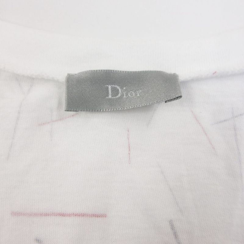 Dior Homme T-Shirt Allover Print Neck Short Sleeve S White Multicolor