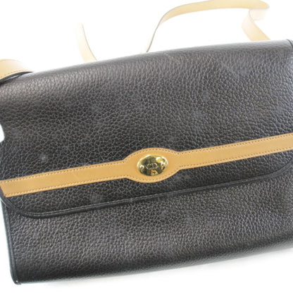Dior Shoulder Bag Leather Black Bicolor Basic Easy to Use