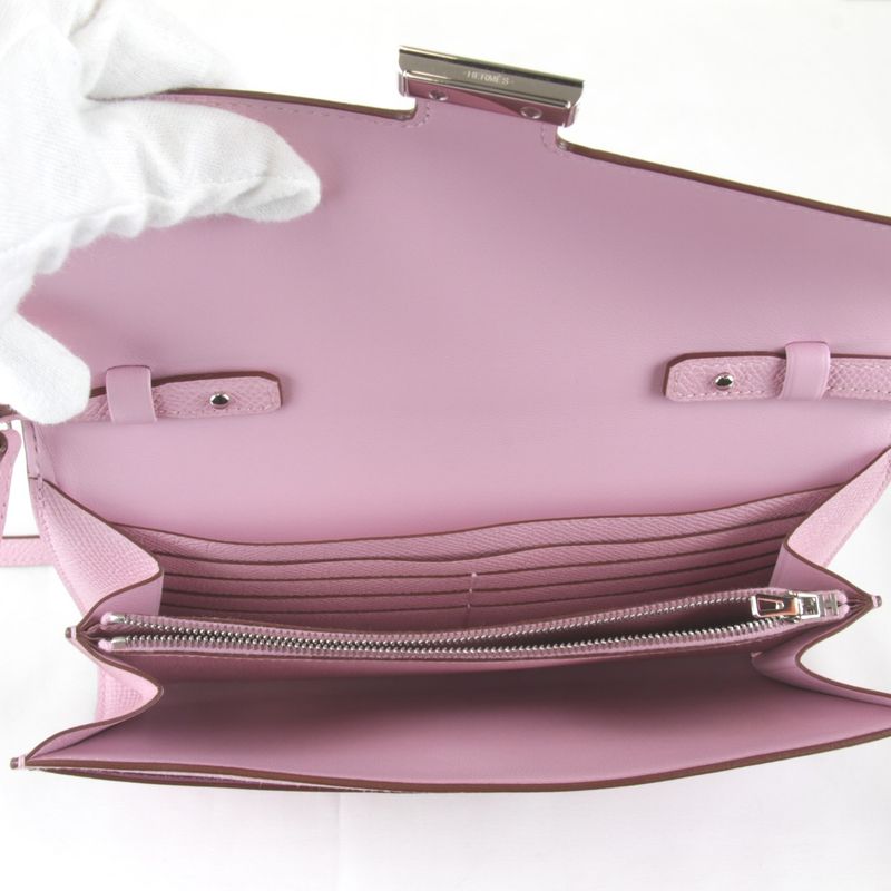 Hermes Constance to Go Silver Z-engraved Shoulder Bag Leather Pink Mini