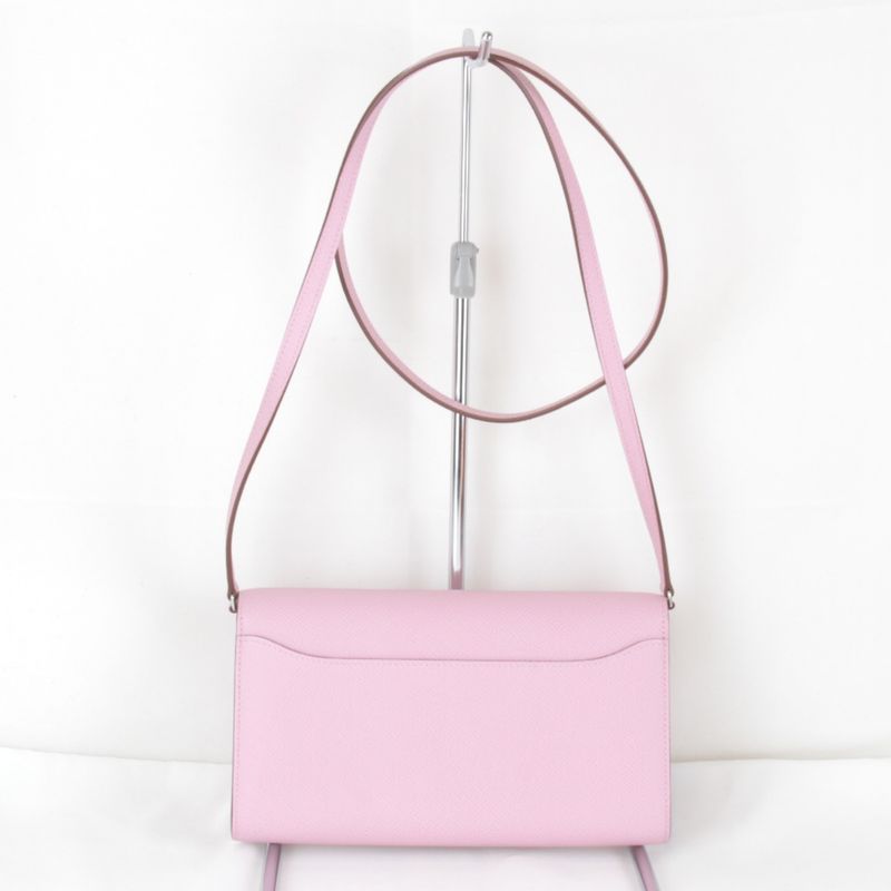 Hermes Constance to Go Silver Z-engraved Shoulder Bag Leather Pink Mini