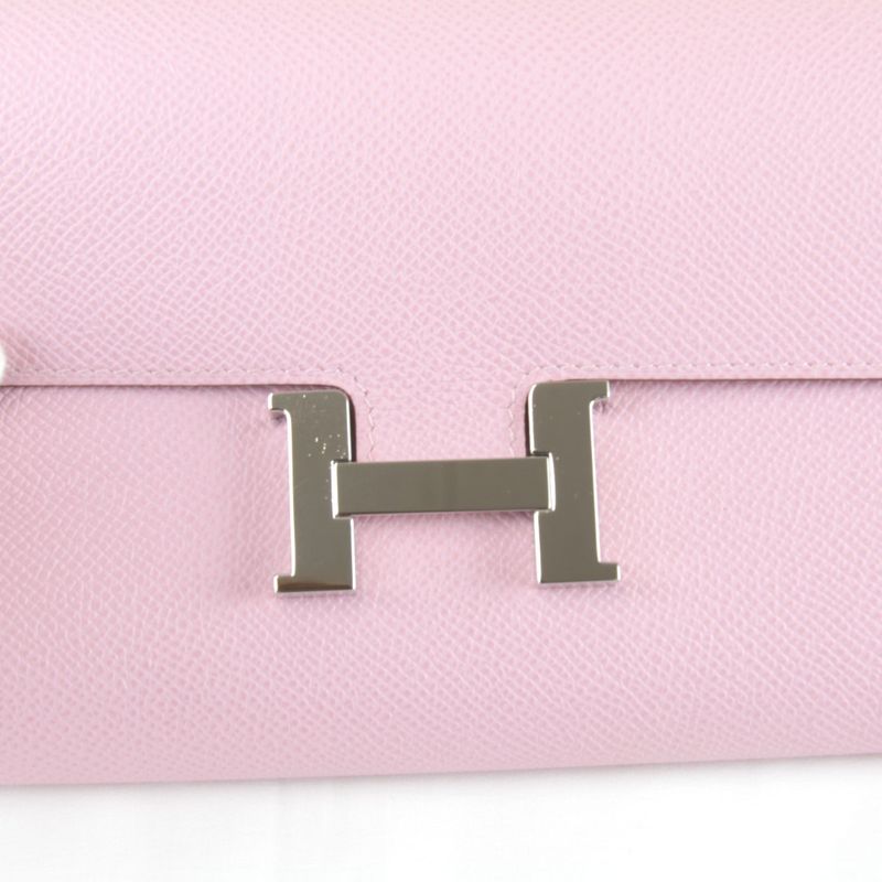 Hermes Constance to Go Silver Z-engraved Shoulder Bag Leather Pink Mini