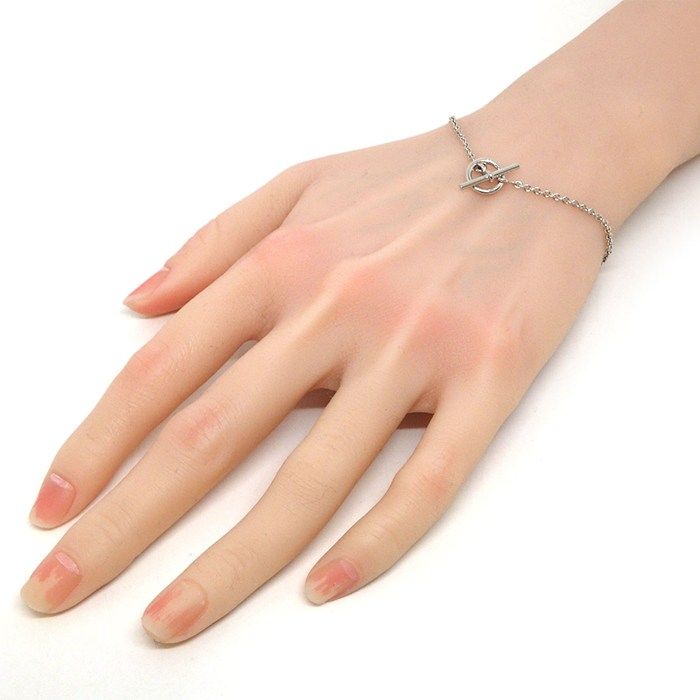 Hermes Bracelet Echappee Toggle Motif Mini Chaine D'ancre 18k White Gold
